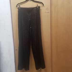 NWT ANN TAYLOR WOMEN'S Black Sequin Pants Size 4P Straight side Zip YYY